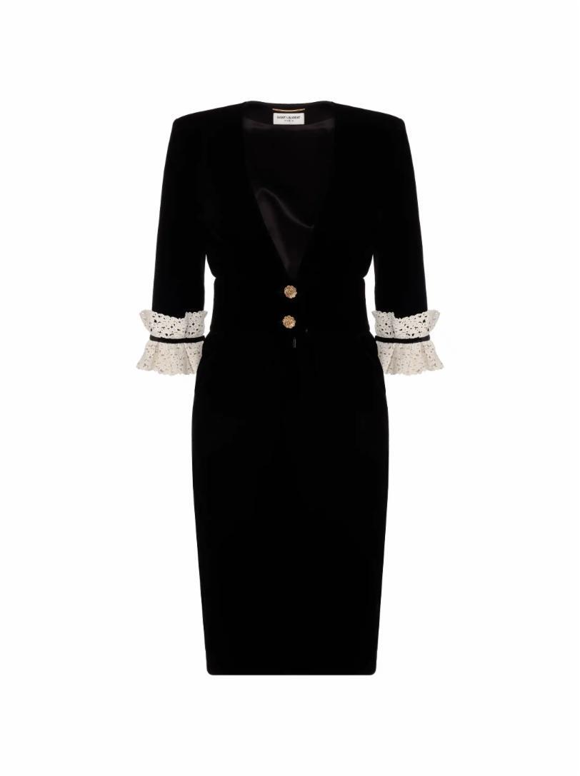 Велюровое платье миди Saint Laurent