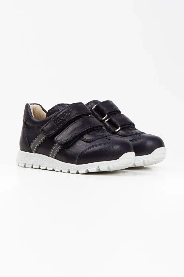 Детские кеды для девочек кожаные Elba children's dark navy blue leather sneakers reflective w400-04 Paqpa, Dark Navy Blue — фото 2
