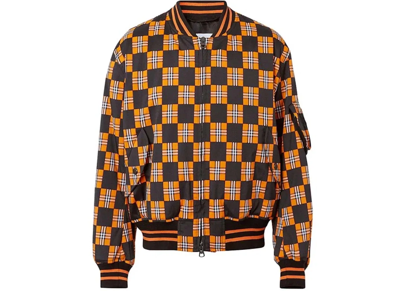 Мужская бомбер куртка с шахматным принтом Burberry, Orange/Black