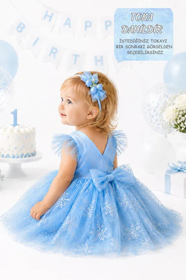 Детское платье для девочек с коротким рукавом elsa dress Alyra, Blue — фото 2