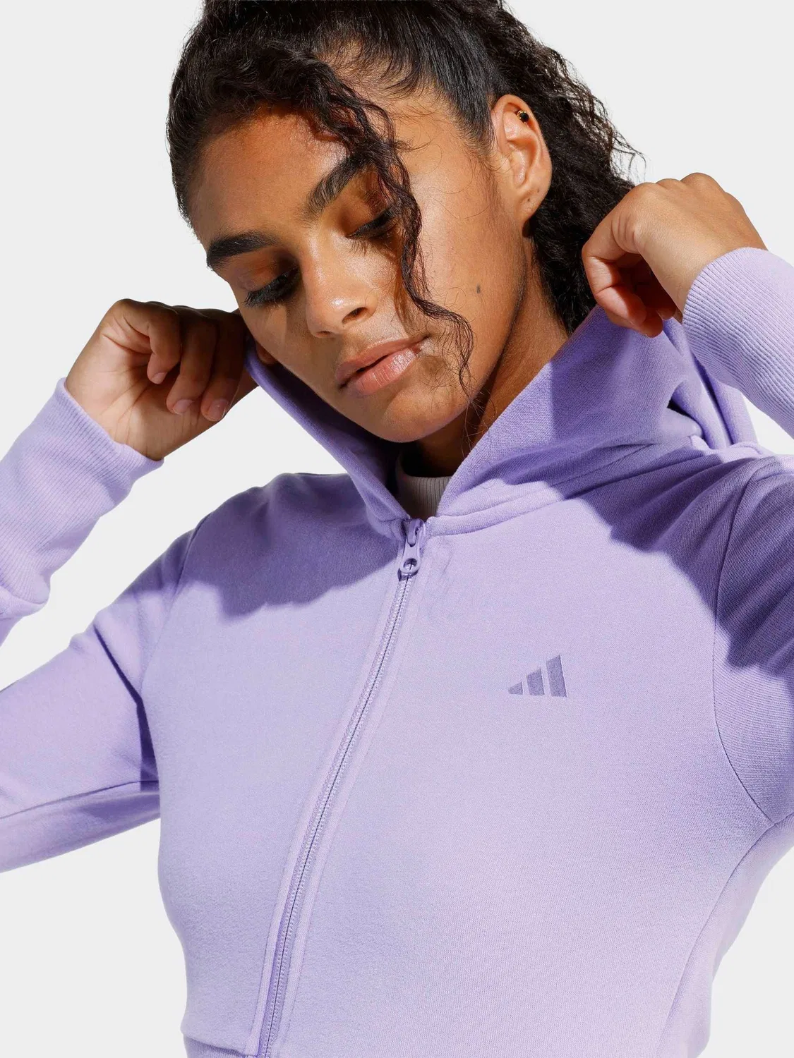 Толстовка с капюшоном French Terry Full-Zip adidas, фиолетовый — фото 4