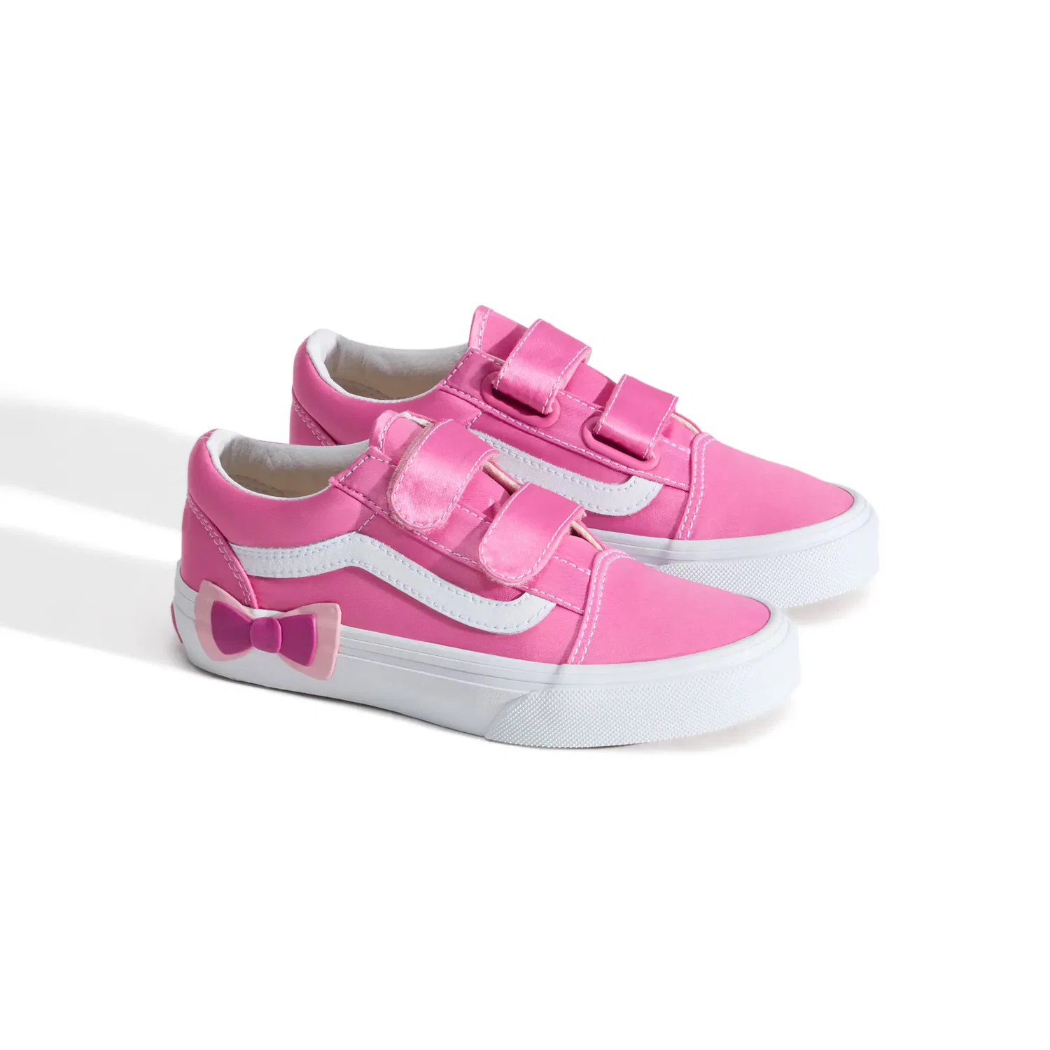 Детские кеды для девочек на липучках Old Skool V Bow Vans, Rosa — фото 2