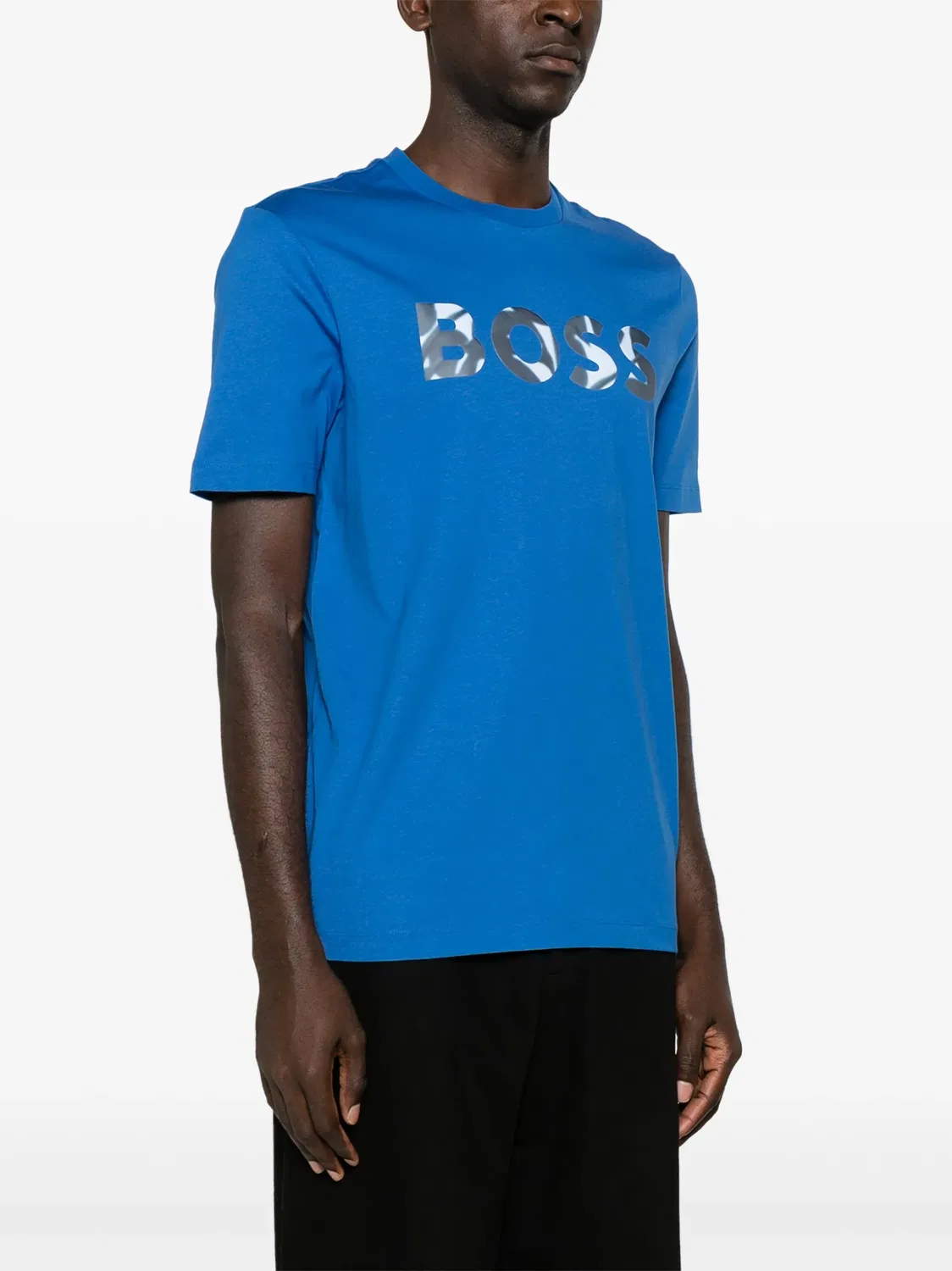 Футболка с логотипом из хлопка BOSS, синий — фото 4