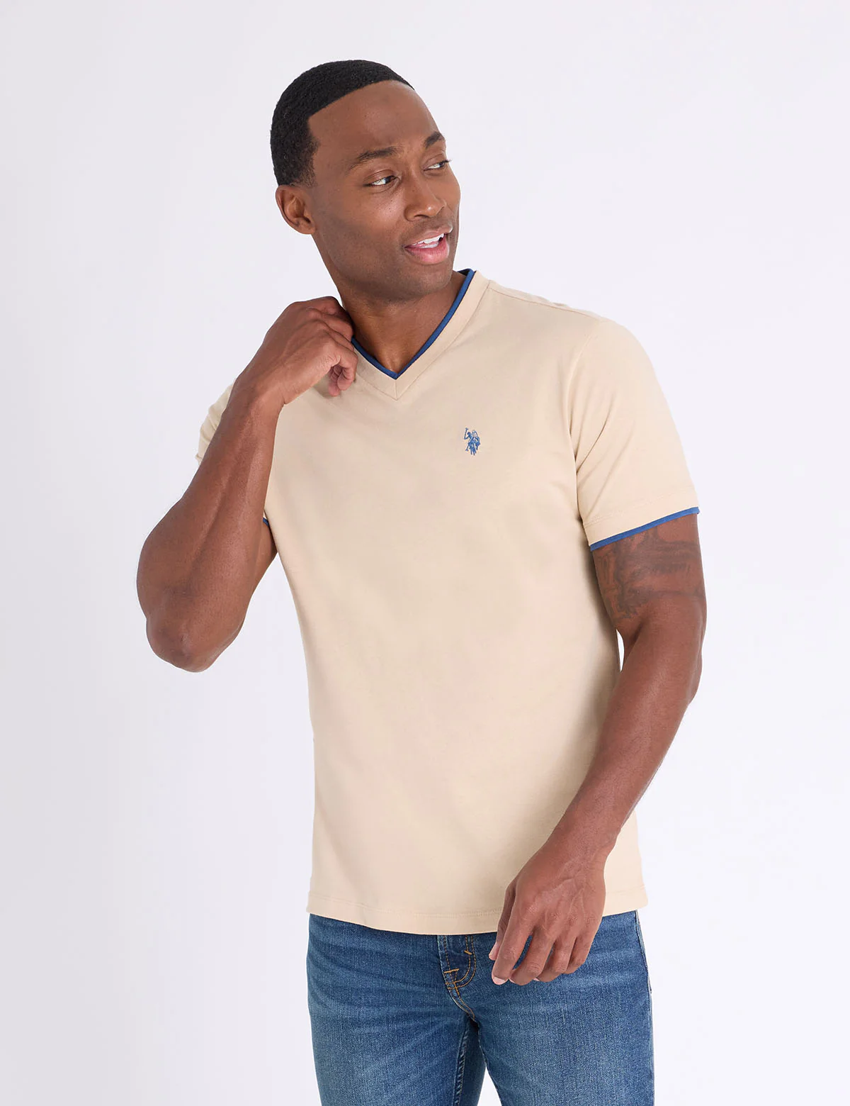 

Футболка U.S. Polo Assn Double V-neck, светло-бежевый