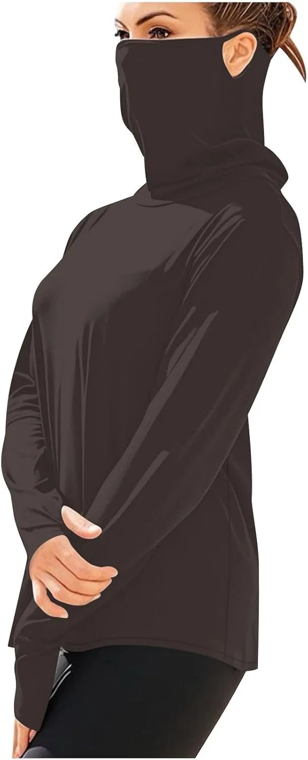 Мужская футболка с защитой UPF 50+ Long Sleeve Performance Fishing Hiking Rash Guard, A-brown