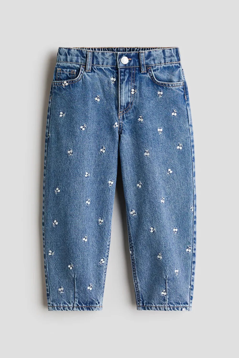 Свободные джинсы-бочонки H&M, Denimblau/Kirschen — фото 4