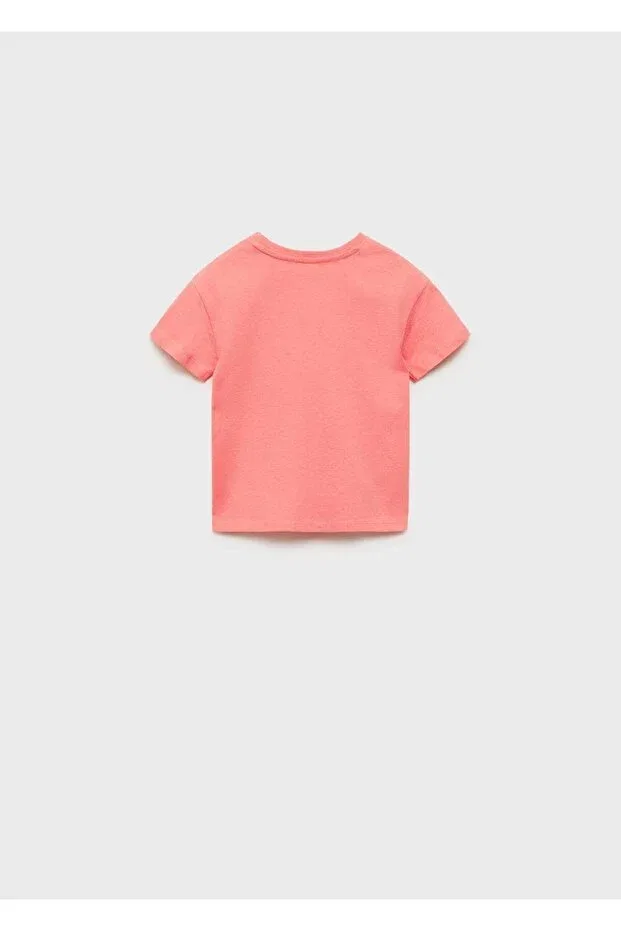 Детское для девочек футболка с тиснением Mango Baby, Coral Red — фото 2