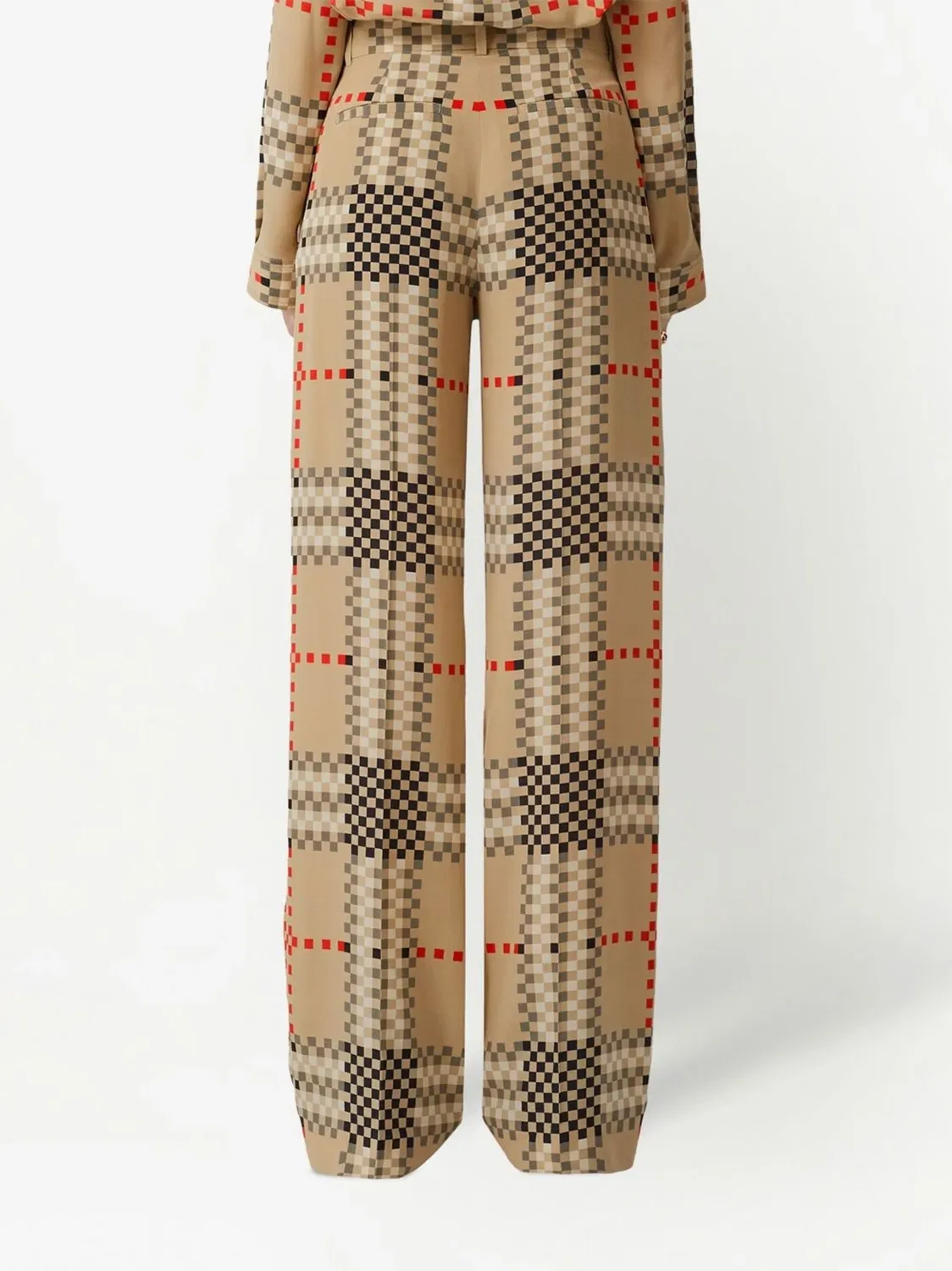 Широкие брюки в пиксельную клетку Burberry, нейтральные — фото 2