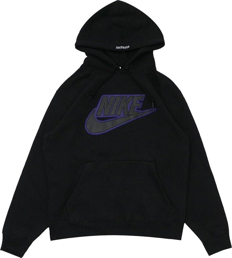 

Толстовка Supreme x Nike Leather Appliqué Hooded Sweatshirt Black 'Black', черный