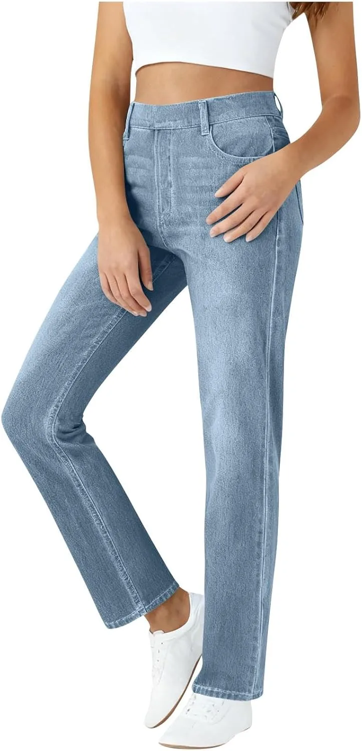 

Ctreela Casual Pants, похожие на джинсы, для женщин, Slim Fit, High Waist, Stretch