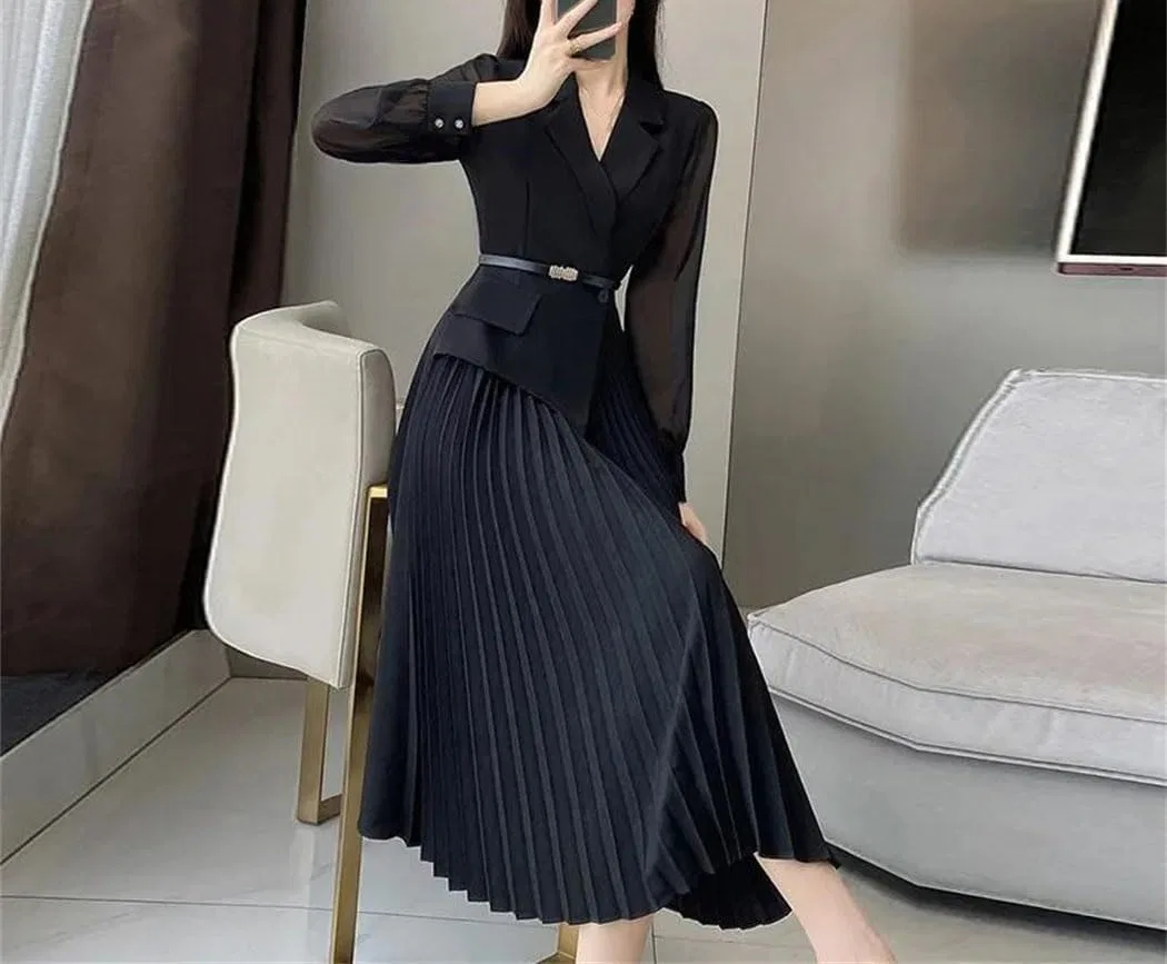 Женское платье-футляр V-образным вырезом Slimming Midi, Black — фото 4