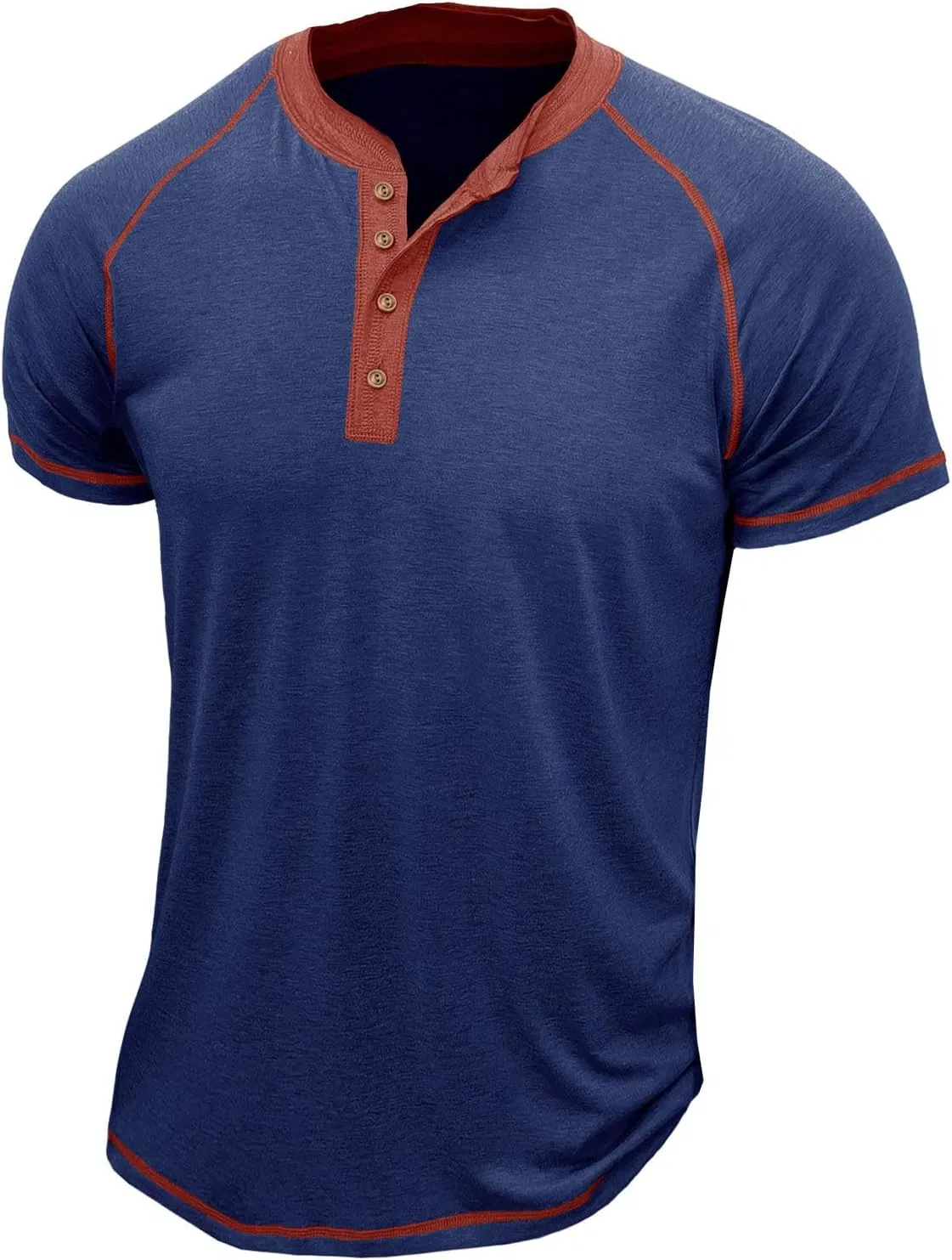 Мужская футболка с коротким рукавом Regular-Fit Henley, Dark Blue — фото 2