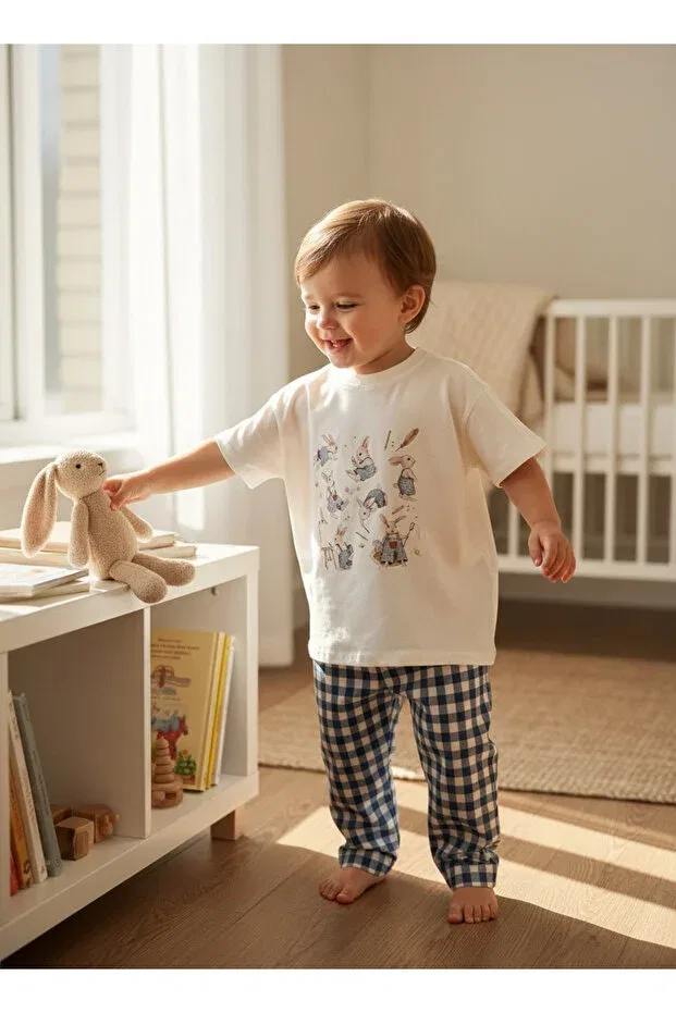 Детская футболка с принтом Tavşanlı unisex t-shirt Pufiko Kids, White — фото 3