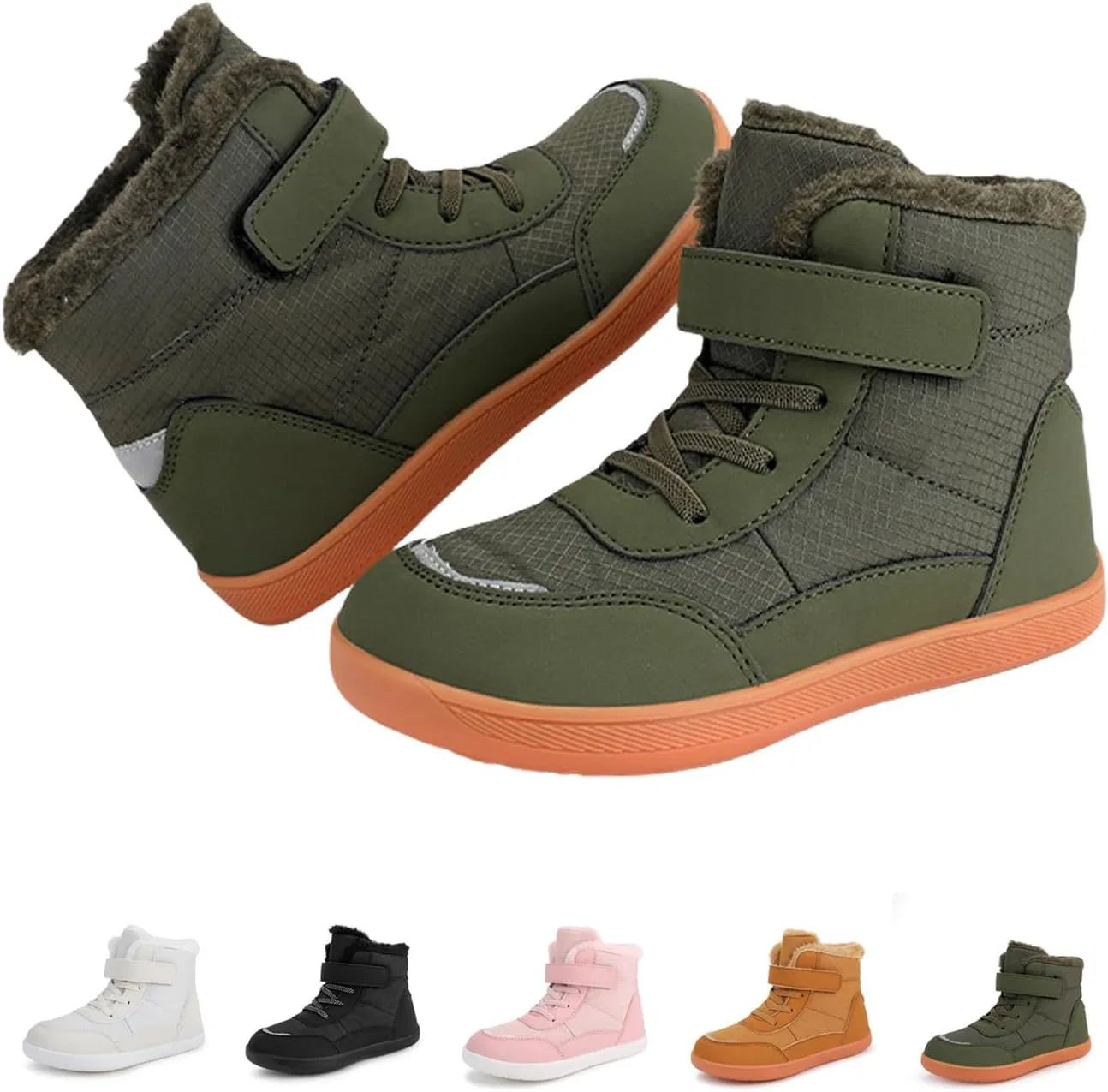 Детские зимние ботинки для мальчиков и девочек с принтом Barefoot Shoes For Children Winter Waterproof, Green