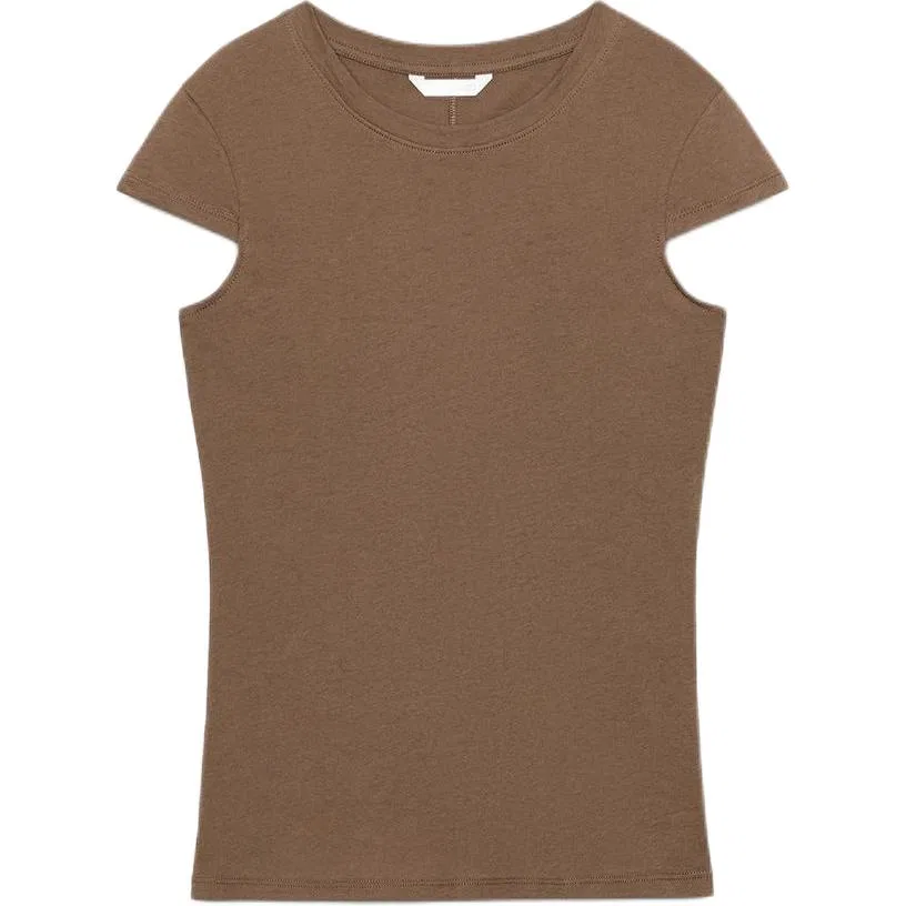 Женская футболка с круглым вырезом Light Brown ZARA