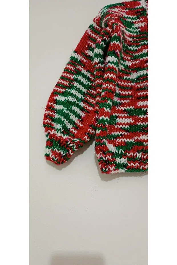 Детский кардиган с косами Hand knitted colorful new year christmas christmas unisex El Örgüsü Cici Bebe, Colored — фото 3