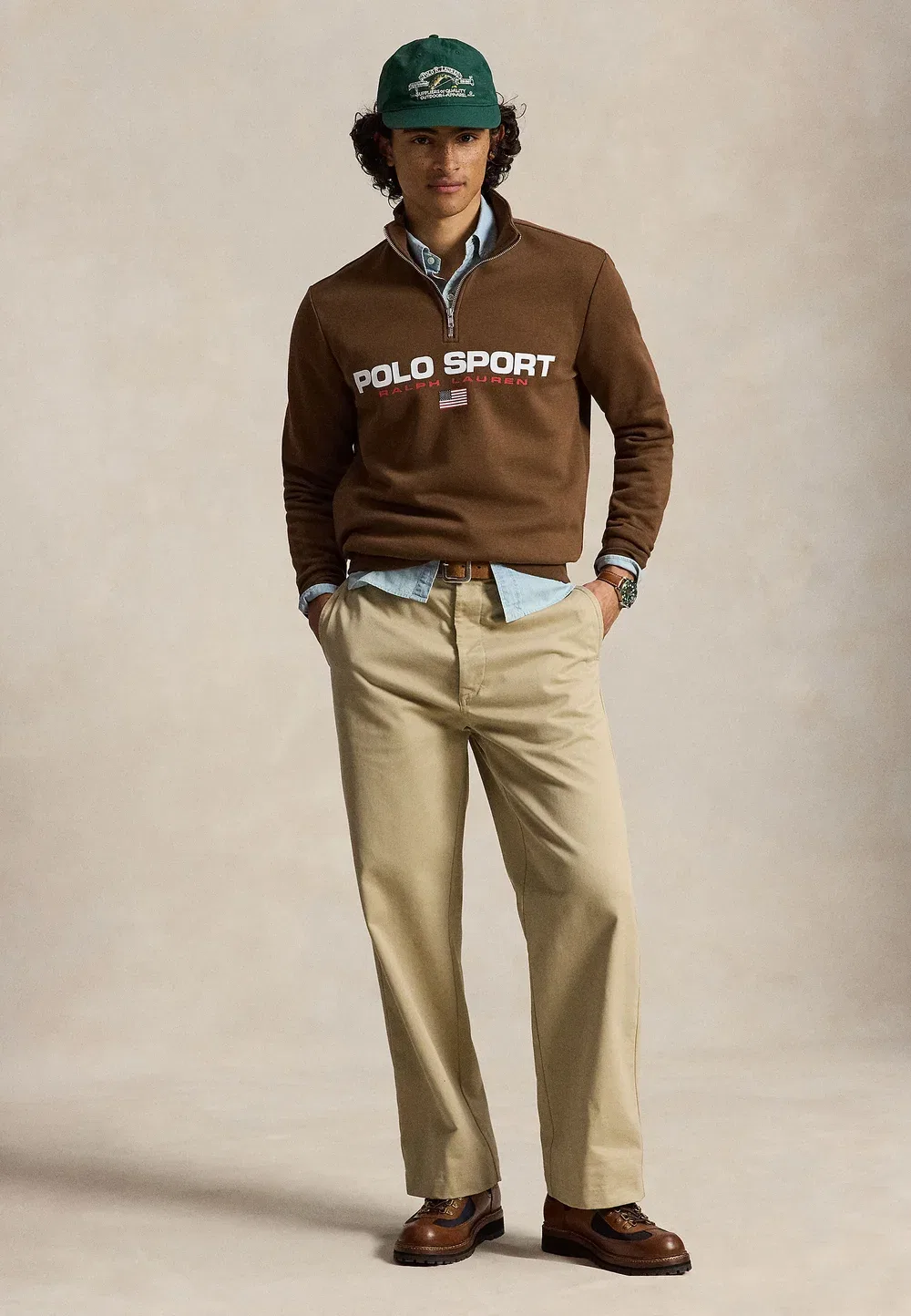 Толстовка Polo Sport на молнии до середины груди, унисекс - толстовка Polo Ralph Lauren, Pale Russet — фото 2