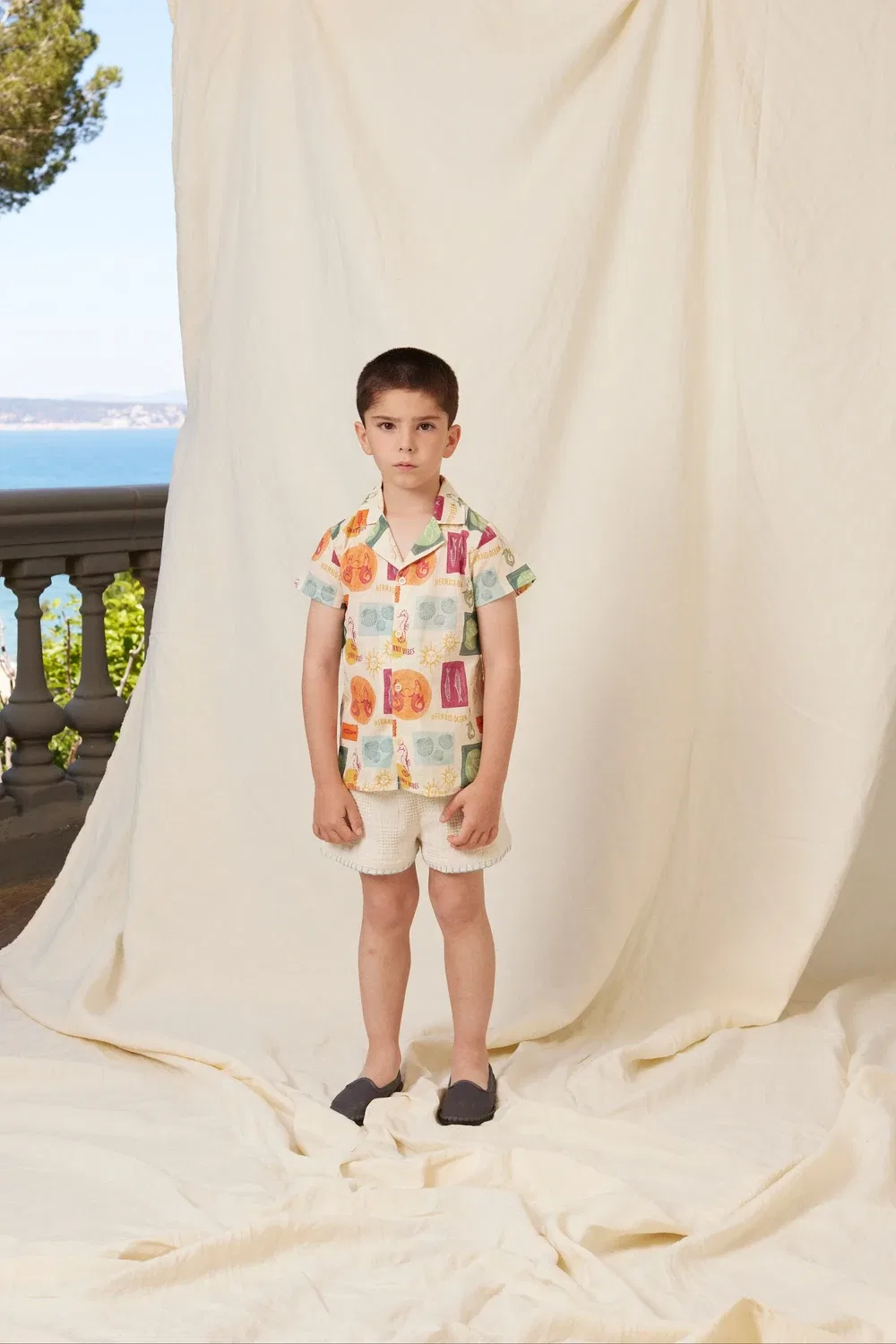 Рубашка хлопковая с принтом Luka Bebe Organic, белый — фото 4