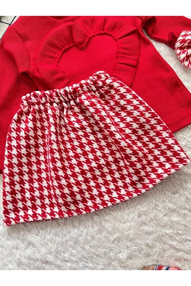 Детский комплект для новорожденных с принтом Red Houndstooth Bahnur, Red — фото 2