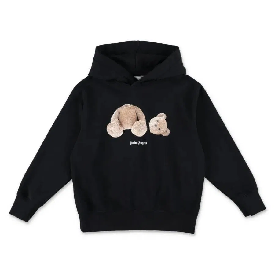 Худи с принтом медведя Kids Bear Printed Hoodie Palm Angels, Black/Brown