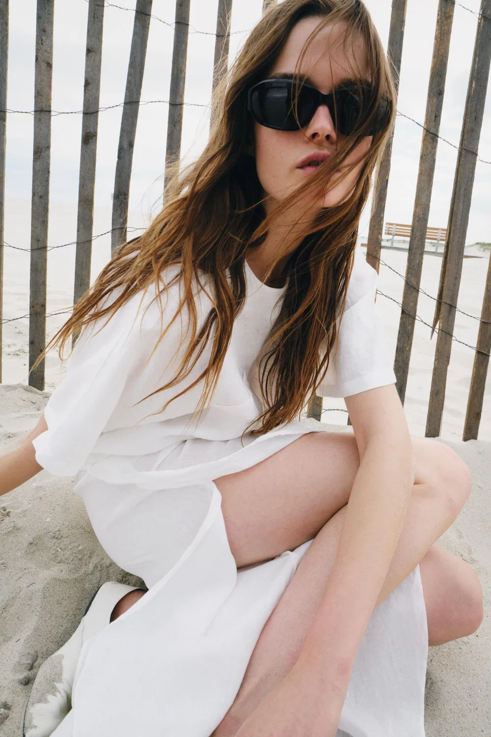 Топ из 100% льна с завязками от ZW COLLECTION ZARA, White — фото 4