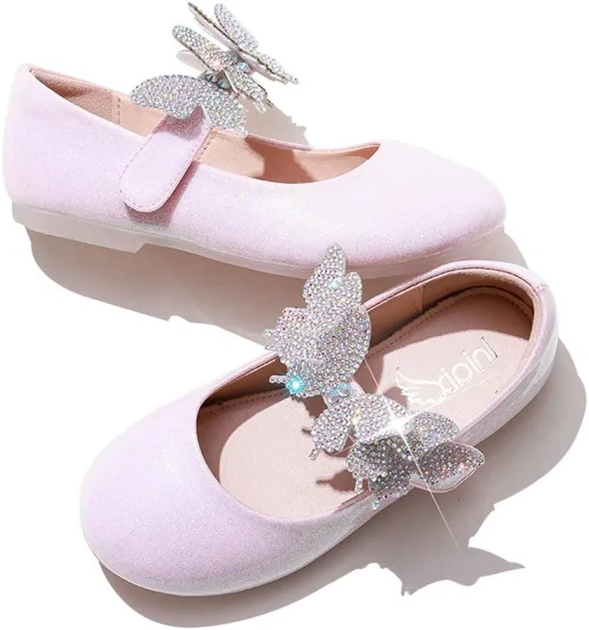Детские туфли-балетки для девочек с бантом Stunner, Pink