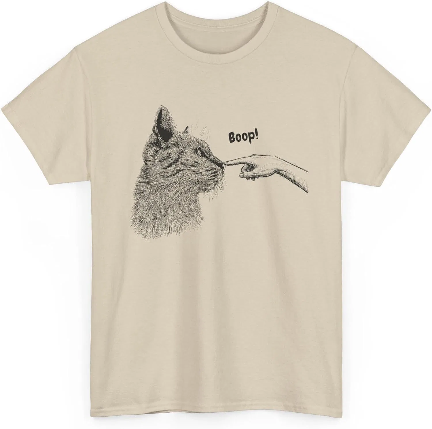 Женская футболка с принтом Boop Cat, песочный — фото 3