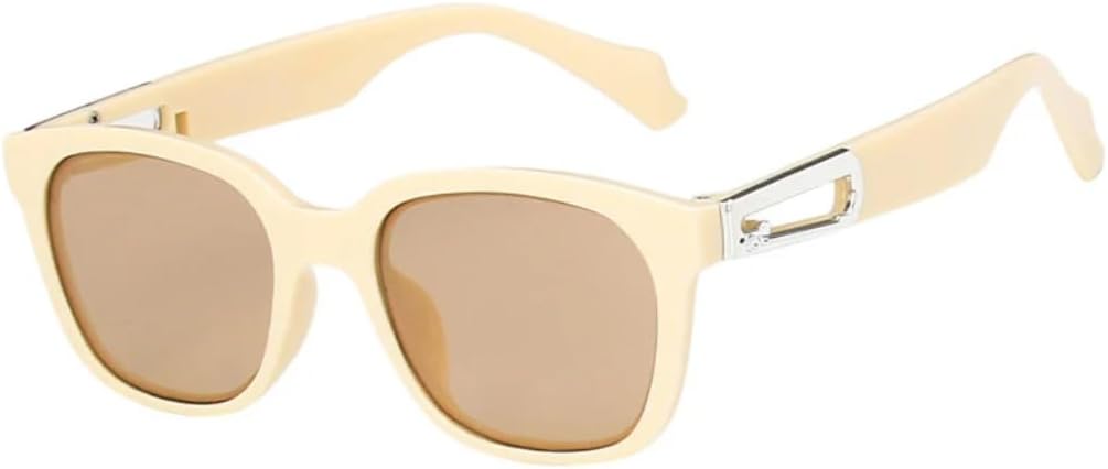 

Модные ретро-солнцезащитные очки небольшого размера для женщин и мужчин с пряжкой, для активного отдыха и путешествий, с защитой от УФ-излучения UV400 VVTWSSW, Beige Tea