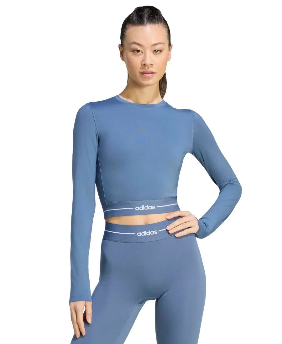 Женская облегающая футболка с длинным рукавом Hyperglam Cropped Training adidas, Power Pink/White