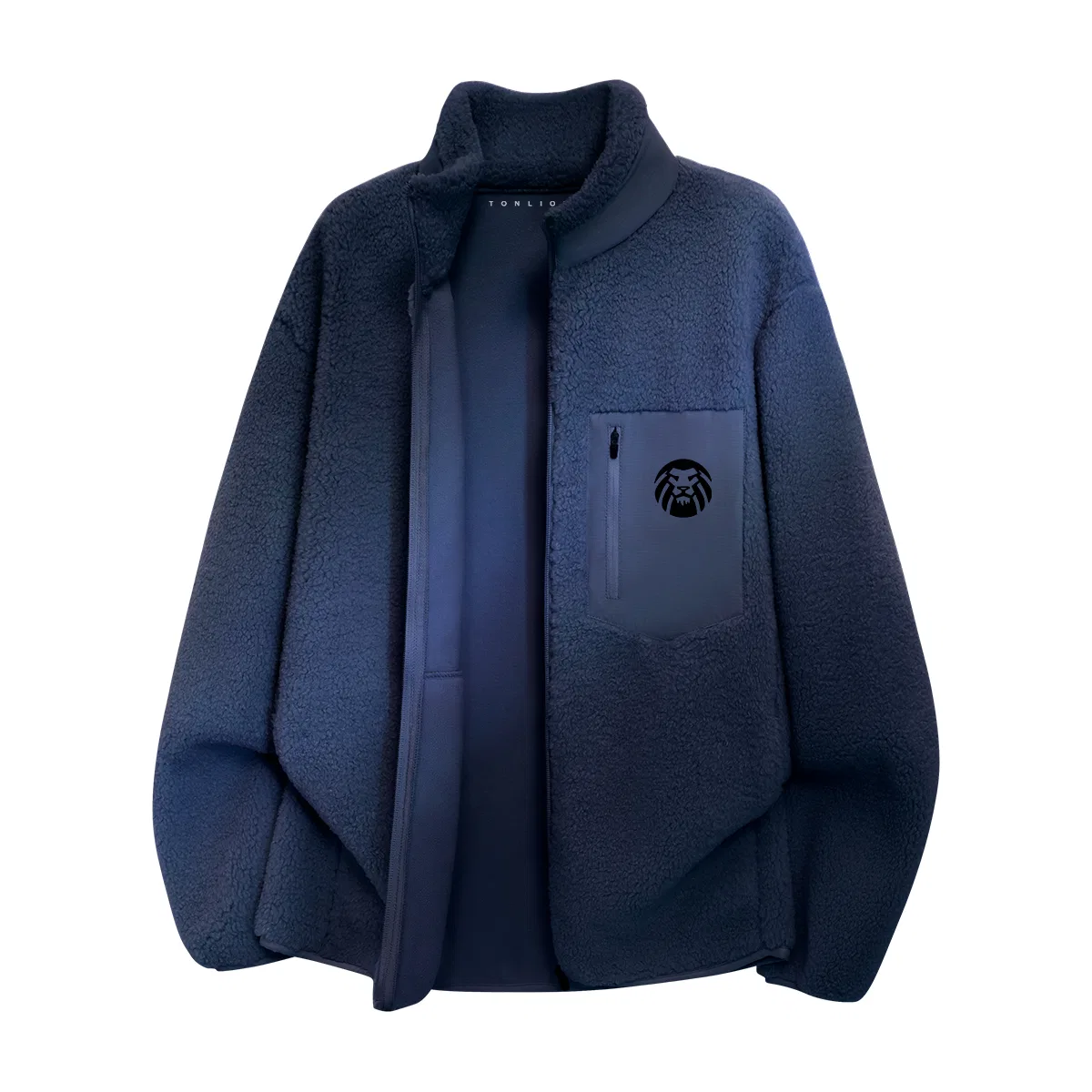 Детское пальто из флиса с принтом Tonlion, Цвет: (Extra Thick Fleece)Light Brown (tn Tang Lion Totem Chest Badge) — фото 3