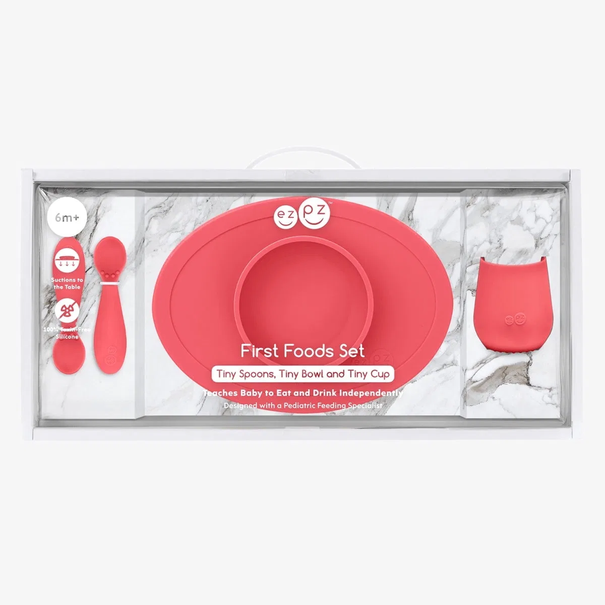Набор для первого прикорма Tiny Cup, Tiny Bowl и Tiny Spoons, ezpz, Coral