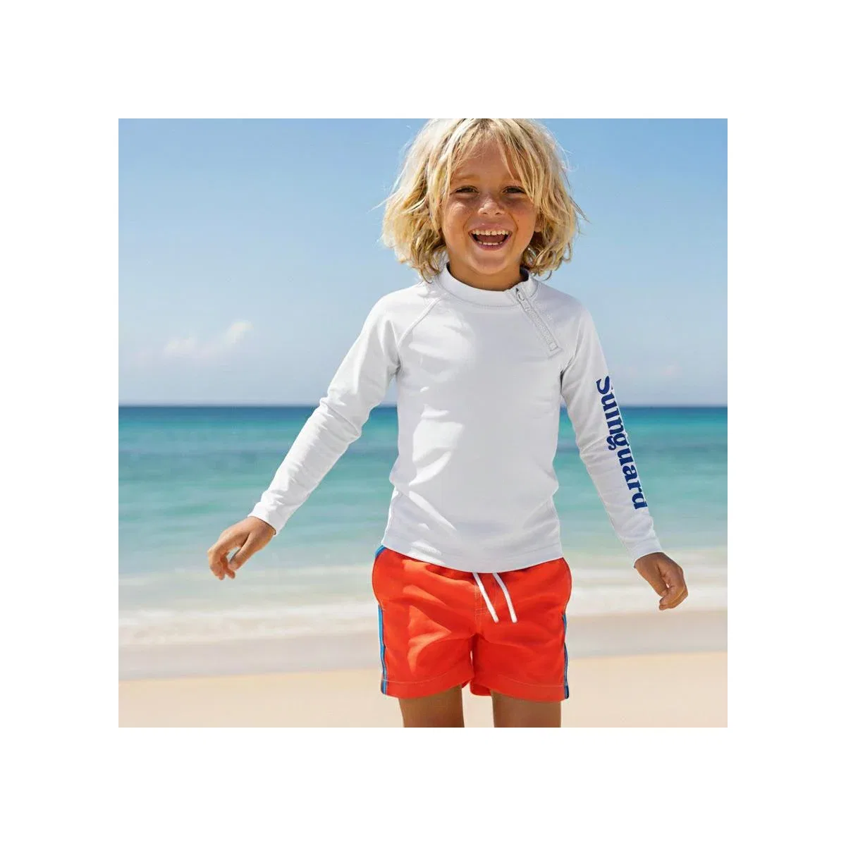 Детский рашгард с длинным рукавом Kai UPF 50+ Rashguard Top Sunguard Swim, White — фото 2