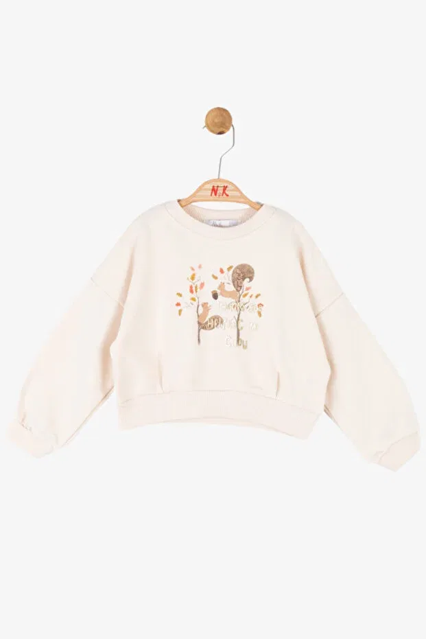 Детские свитшот для девочек с принтом Nk Tekstil, Beige