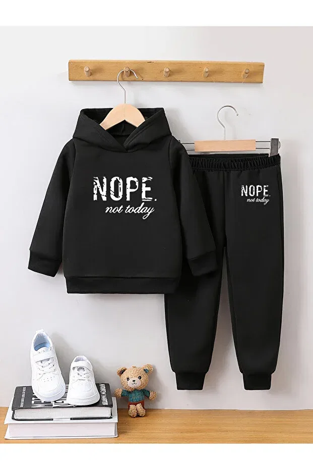Детский спортивный комплект для девочек с принтом Nope premium Let'S Wear, Black