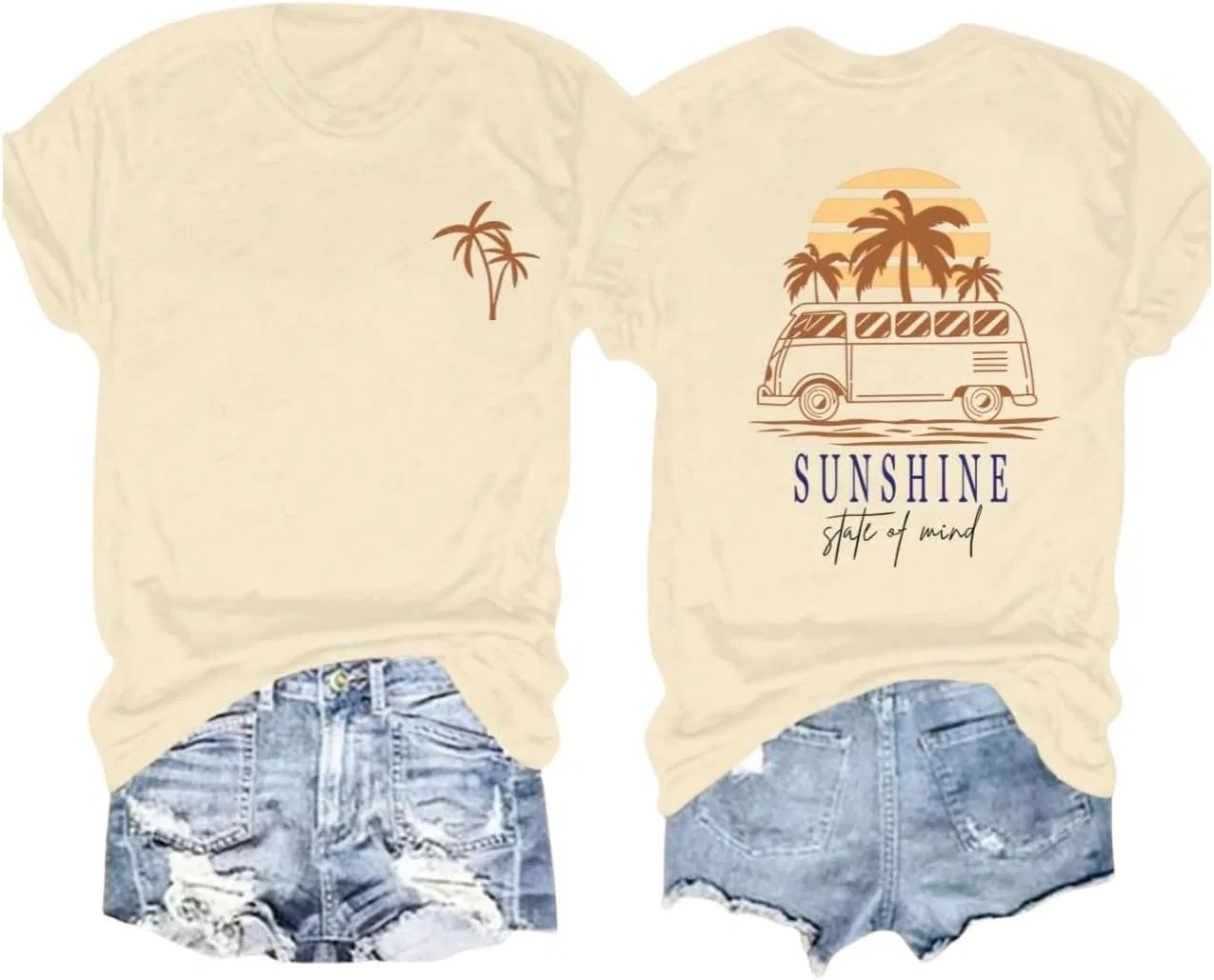 Унисекс футболка с графическим принтом Summer Casual, Apricot