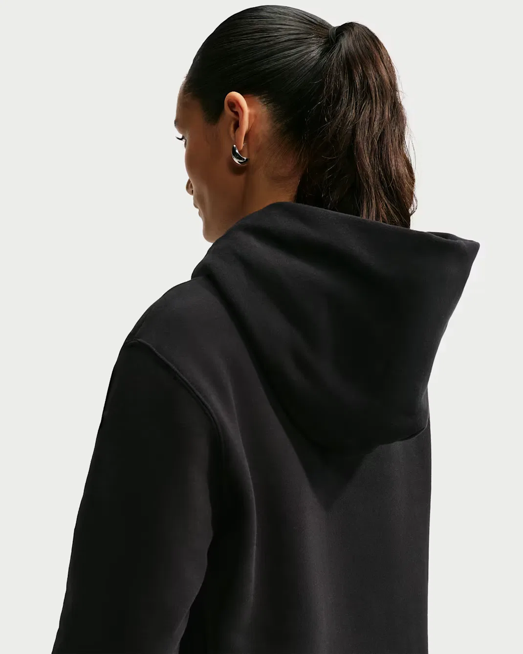 Женская толстовка с капюшоном Nike Studio Fleece Medium Weight, Total Black/Sail — фото 2