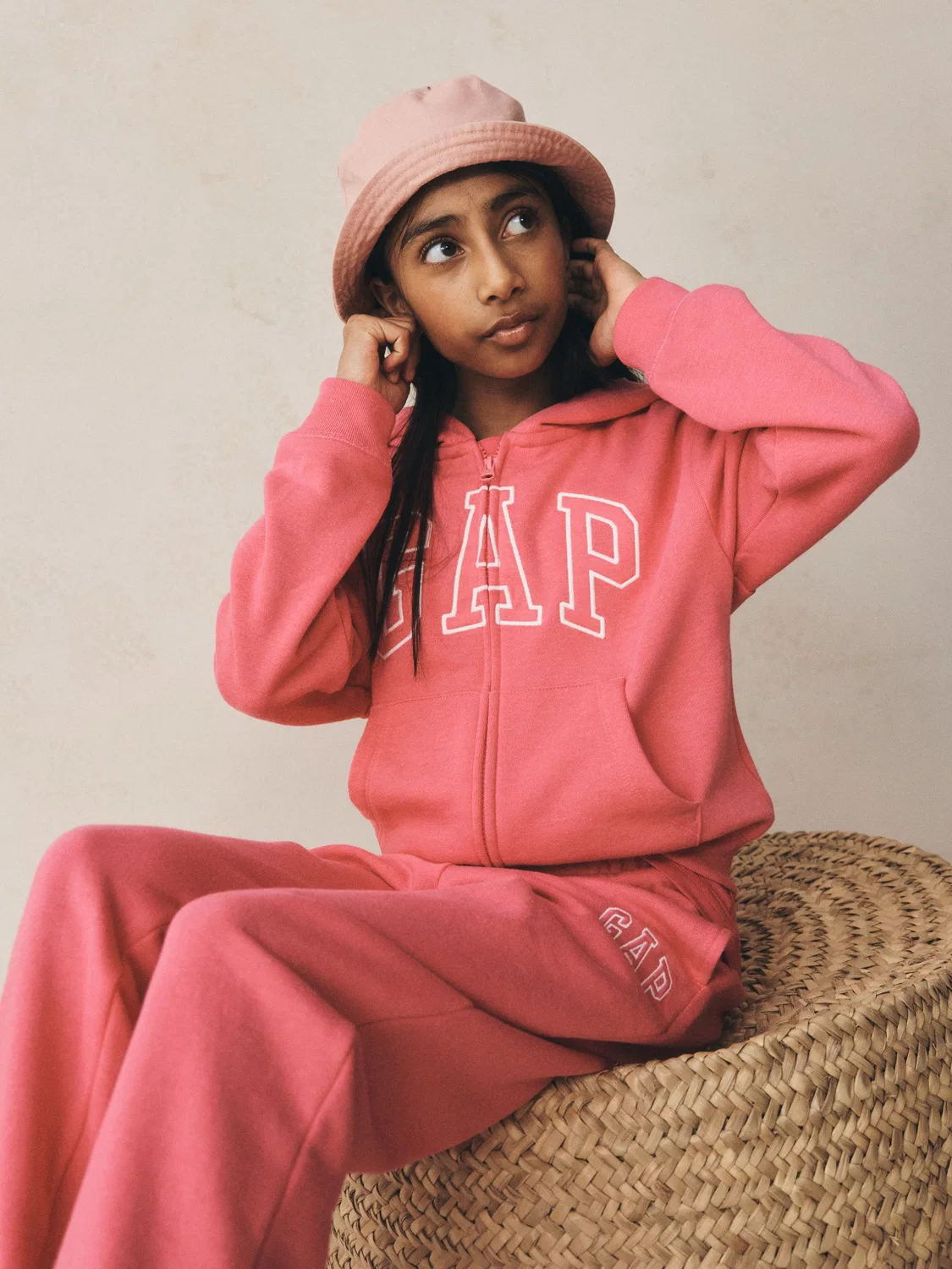 Худи на молнии Relaxed Logo Gap, розовый — фото 3