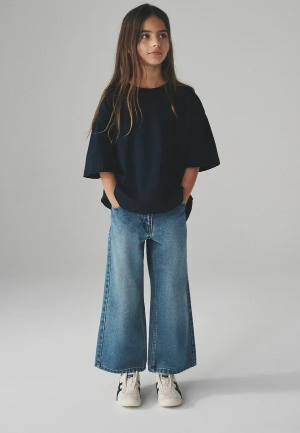 Футболка хлопковая Regular fit The Set, Navy Animal, Light Blue, Cream, темно-синий/светло-голубой/кремовый