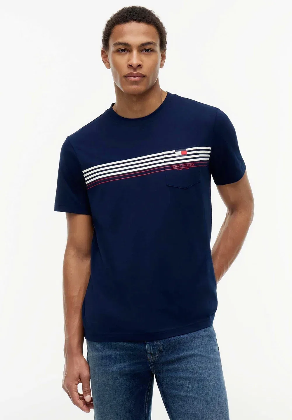 Футболка с перепечатанным рисунком в виде полосы от Rwb Tommy Hilfiger, Carbon Navy