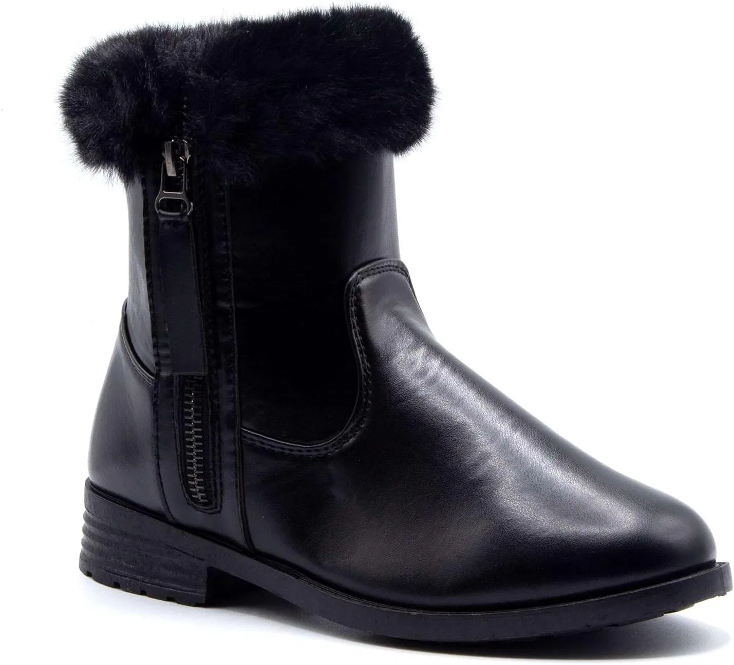 Детские ботинки для девочек с молнией Jazamé, Black-Fur