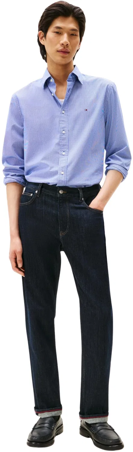Мужская рубашка с принтом Flex Poplin Micro Gingham Tommy Hilfiger, Blue (Wedge Blue / Check) — фото 4