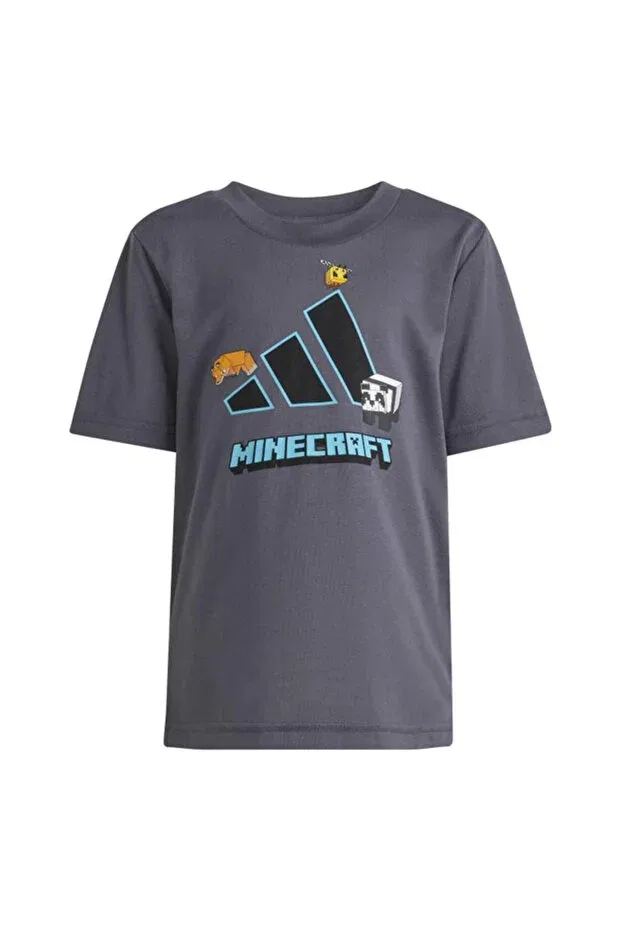 Детская футболка для девочек с принтом Minecraft Adidas, Gray