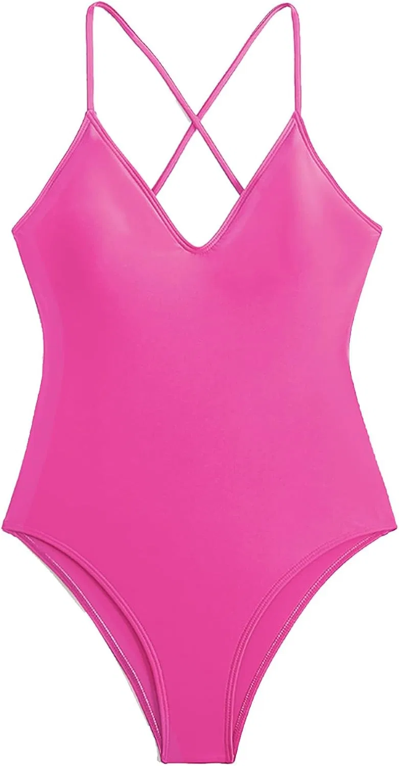 Женский слитный купальник с утяжкой Crissover, Pink