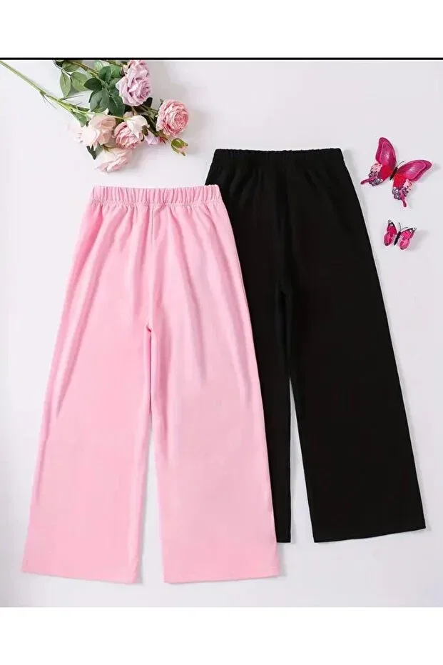Детский комплект спортивных штанов с принтом Butterfly Printed Black Pink Tracksuit Set Vestir Bien, Multicolor — фото 2