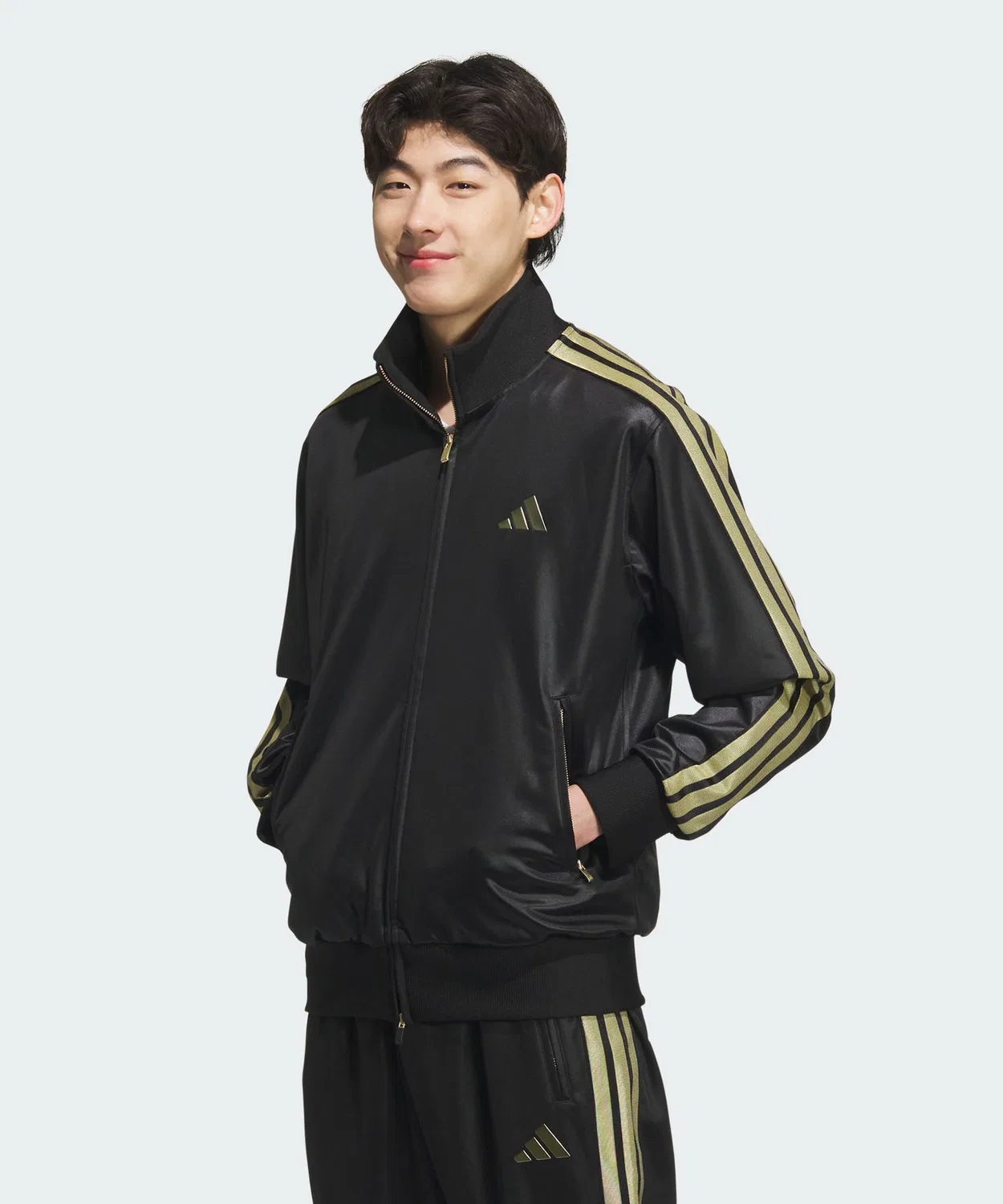 Мужской трек-топ с длинным рукавомStadium Gold Adidas, Black/Gold