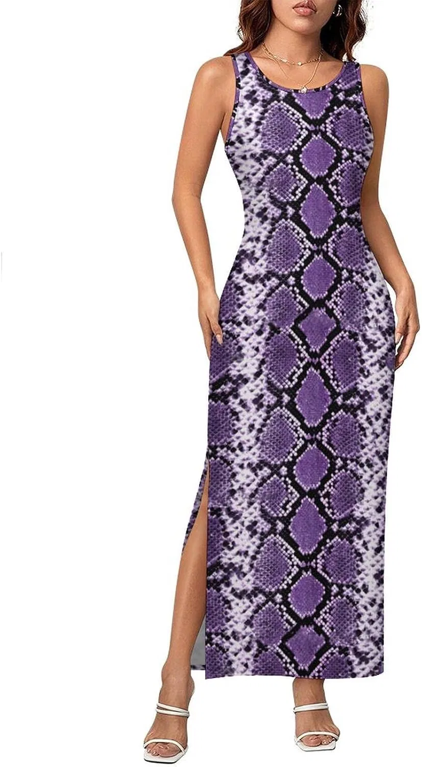 Женское платье с принтом змеиной кожи Cheongsam, Purple