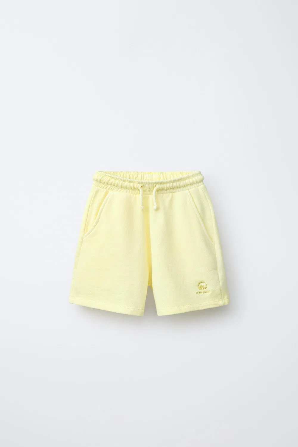 Плюшевые бермудские шорты с вышивкой, окрашенные в готовом виде ZARA, Light Yellow
