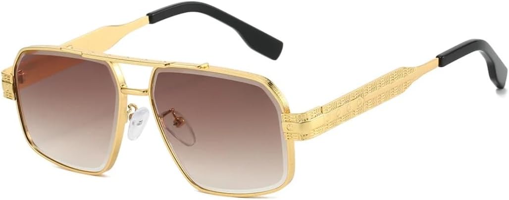 

Женские солнцезащитные очки с двойной перемычкой, градиентной квадратной оправой, роскошная оправа, для активного отдыха и путешествий, модные мужские очки с защитой от УФ-излучения UV400 UATXTAU, Golden Brown