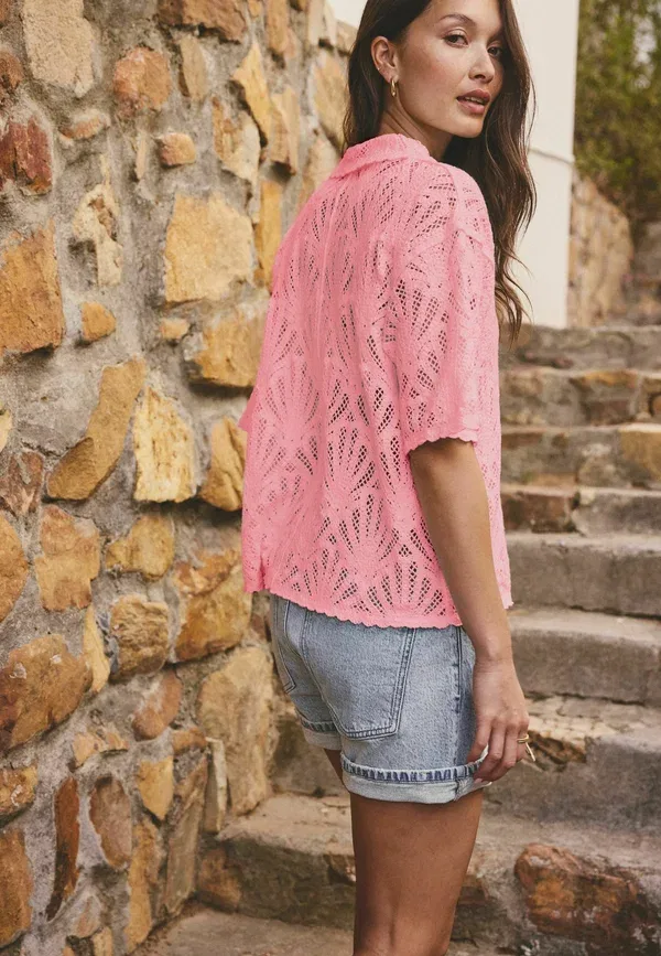 Блузка хлопковая Button-down blouse Next, light pink, светло-розовый