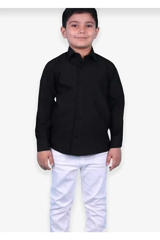 Детская рубашка для мальчиков с длинным рукавом Ferry Butik, Black — фото 2